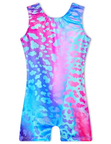 Image of TENVDA Leotards for Girls Gymnastics Kids Children Biketard With Shorts Sparkly Unicorn Dance Unitards(Multiple Colors)