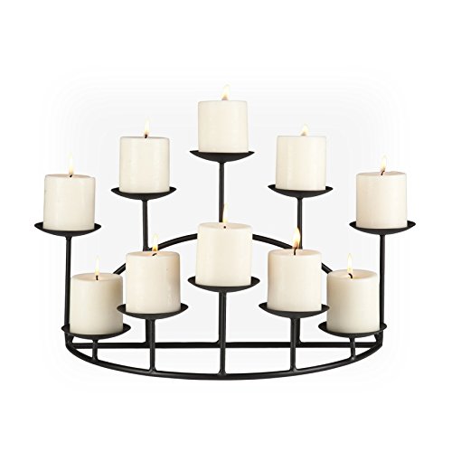 Ergode Metal Candelabra | 10 Platforms | Elegant Candle Display | Glamorous Design | Balanced Arrangement | Warm Glow