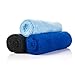 The Rag Company - Sport & Workout Towel - Gym, Exercise, Fitness, Spa, Ultra Soft, Super Absorbent, Fast Drying Premium Microfiber, 320gsm, 16in x 27in (3-Pack) (Royal Blue + Light Blue + Black)