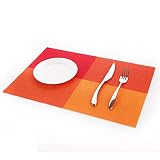 Set de table 4 pièces/set napperons PVC Table Mat Color Block salle à manger Pads disque Coasters 30 * 45cm (Color : Orange)
