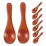 COLLBATH 8 Piezas Cucharas de Madera Maciza Mini Cucharas para Café Sal y Condimentos Pequeño Diseño Ergonómico Antideslizante para Cocina y Servir