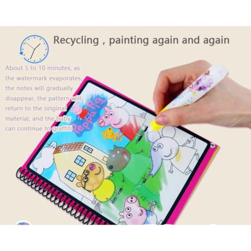 Image of Generic Magic Water Coloring Book: 2 Books + 2 Refillable Pens, 4 Reusable Pages, Perfect for Kids 3+ Years
