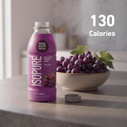 Image of Isopure Zero Carb 32g Clear Protein Ready-to-Drink, Whey Protein Isolate, Grape Frost, 12 Pack (Packaging May Vary)