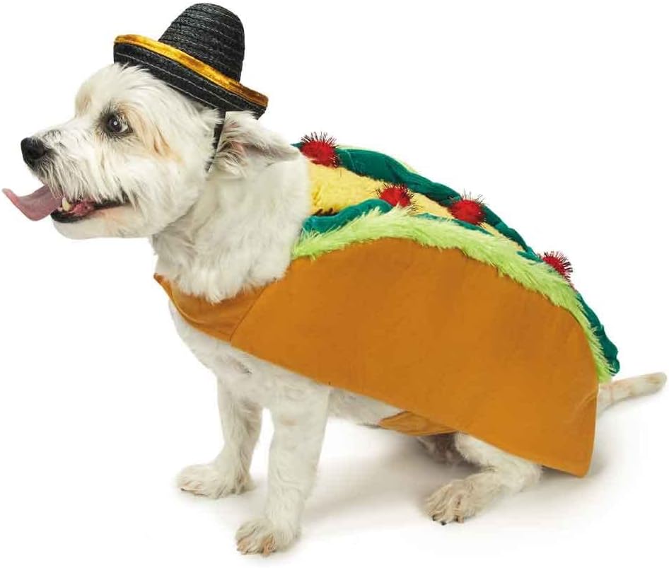 Spicy Tasty Taco and Sombrero Costume for Dogs Food Themed Cute Halloween or Pic (Small)