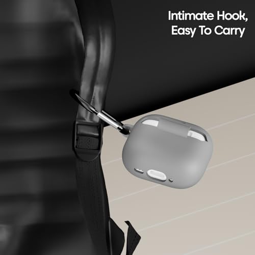 Image of Sounce Airpods 4th Generation Case Cover 2024, Soft Silicone Skin Cover Shock-Absorbing Full Protective Case with Keychain for New Apple Airpods 4 Case [Front LED Visible] (Grey)