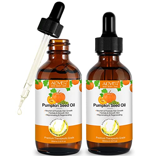 Aceite de semilla de calabaza orgánico Pumpkin Seed Oil para el crecimiento del cabello - Aceite de calabaza sin refinar para el cabello, la piel, la cara, nutritivo y fortalecedor (120 ml)