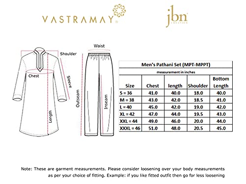 Image of VASTRAMAY Men's Cotton Blend Pathani Kurta Set || Stylish Pathani Style Kurta with Roll Up Sleeves and Relaxed Fit Patiala Salwar