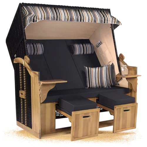 Strandkorb Hanse Ostsee XXL 2,5 Sitzer Volllieger schwarz 150cm breit,...