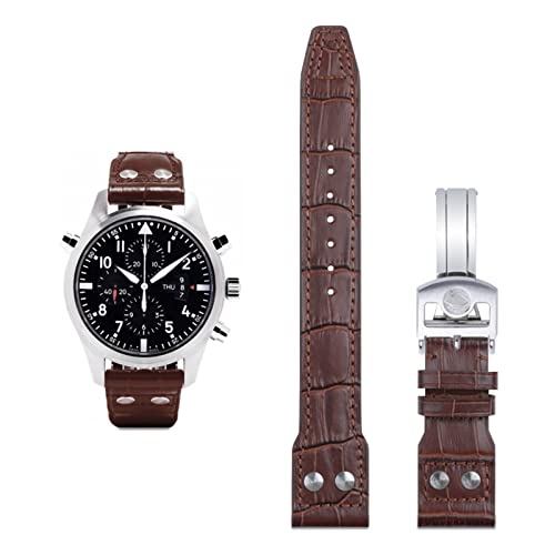 Bracelet cuir montre IWC Pilot 18 marron pour look aviateur