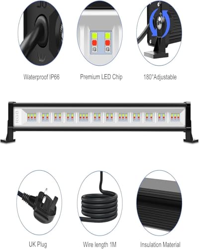 CLV RGB LED Light Bar 42W Wall Washer Stage Light with RF Remote Control, 3600LM Colour Changing Adjustable Disco Lights for DJ Stage Disco Garden Party Halloween Christmas Festival Decorative - Image 5
