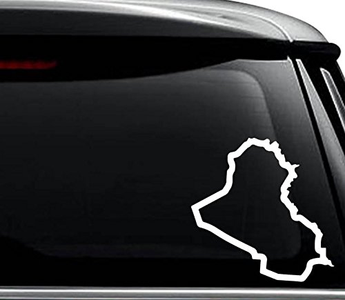 Iraq Country Map Decal Sticker For Use On Laptop, Helmet, Car, Truck, Motorcycle, Windows, Bumper, Wall, and Decor Size- [20 inch] / [50 cm] Tall / Color- Gloss White