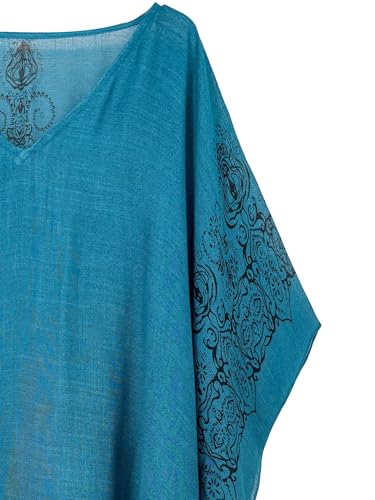 Breezy Lane Robe caftan de plage pour femme pour maillot de bain, cache-maillot de bain floral, tenue de villégiature, Bleu brume, Taille unique – vue 4