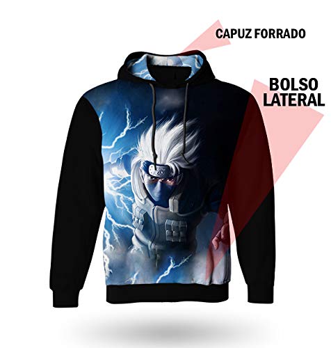 Casaco de Moletom Naruto Kakashi Hatate - Magia Lado - Blusa com Capuz - Jaqueta Anime Infantil (14