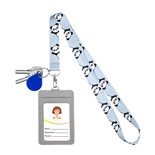 Image of Cute Credit Card Case Neck Pouch ID Badge Holder Lanyard Wallet with Cartoon Image Keychain for Students Teens Boys Girls Women