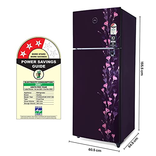 Image of Godrej 265 L 3 Star Convertible Refrigerator Appliance (RT EONVALOR 280C 35 RCIT TL WN, Tulip Wine, 4-in-1 Convertible, Cool Balance Technology)