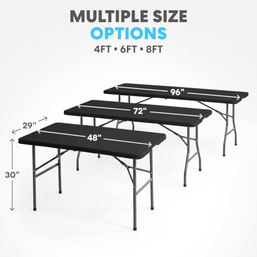 Image of SIMPLI-MAGIC Black Foldable Table (4FT), 2-Pack Indoor /Outdoor Folding Utility Tables with Carry Handle for Parties, Events, Crafts, and Picnics