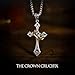 LUSSO 925 Sterling Silver Crown Cross Necklace For Men - Retro Crucifix Of Thorns Pendant, Jesus Christ Cross Chain With Diadem, Faith Cross Jewelry, Vintage Cross Necklace For Women