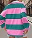 Y2k Women Striped Rugby Polo Shirt Long Sleeve Collared Oversized Vneck Sweatshirt Vintage Jersey Girls Streetwear