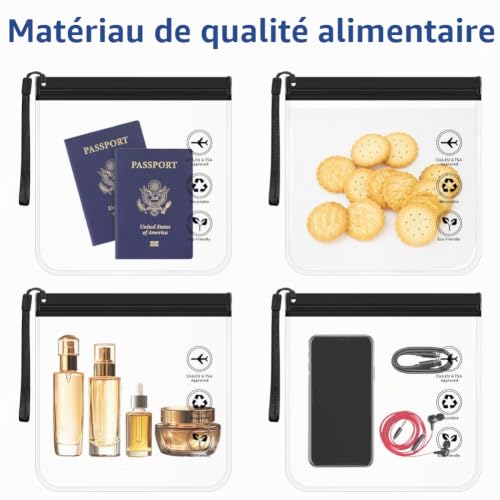 LOPHE Lot de 4 Sacs de Trousse de Toilette Transparents Noirs 20x20cm avec Poignées - Trousse Toilette de Voyage Étanche pour Valise Cabine - Organisation Cosmétiques et Accessoires Homme Femme – Image 4