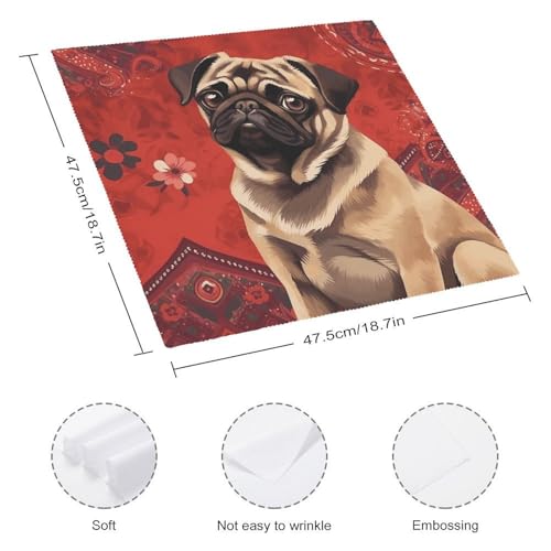 Servilletas de Tela Reutilizables Set de 2 con Diseño de Pug miniatura 2