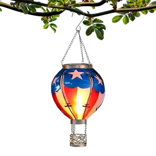 Samuliy Faroles solares impermeables para exteriores, linterna de globo de aire caliente para exteriores, linterna alimentada por energía solar, luz decorativa impermeable para patio, jardín, porche,