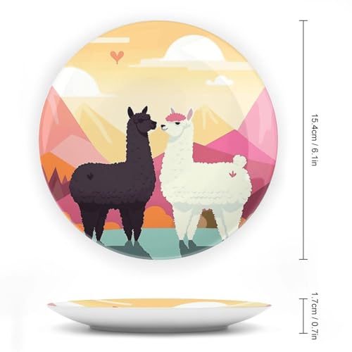 Plato decorativo de porcelana Alpacas in Love 6 pulg miniatura 2