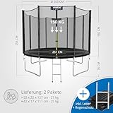 KINETIC SPORTS Trampolin Outdoor 'Salto Plus' Ø 183/244/305/366/400/430/490 cm - Komplett-Set für Kinder, USA Sprungtuch, Netz, Randpolster, Leiter - bis zu 160kg - 7