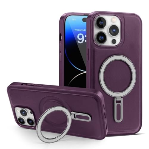Étui de support d'anneau en cuir pour iPhone 13 charge sans fil