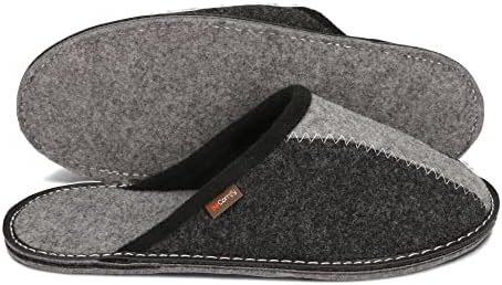 SROTRAS Pantoffels voor heren, comfortabel, voor de winter, antislip, van vilt, voor binnen en buiten, bruin, 44-45 EU