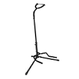 Amazon Basics Height Adjustable Foldable Guitar Stand with Secure Support for Acoustic, Electric, Bass and Banjos, Sturdy, Black