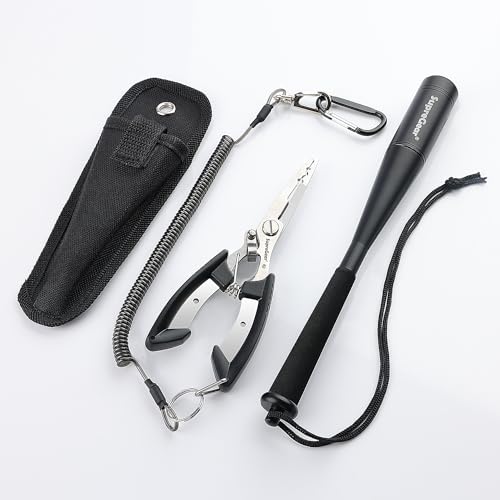 supregear Multi-Angelzange und Fischtöter als Angelwerkzeug-Set Multifunktionale Zange für Hakenentfernung und Sprengring Angeln Geschenk für Herren Süß- und Salzwasserangeln