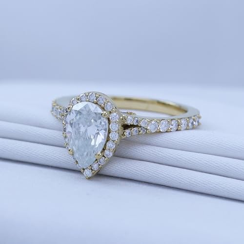 1.75 CTTW Pear & Round Cut Lab Created Moissanite Pear Shaped Halo Wedding Engagement Ring for Women in 14k Gold Plated Sterling Silver Promise Ring for Her, VVS1 Clarity4