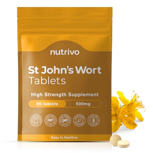 Nutrivo St Johns Wort 500mg - 90 Tablets | 3 Months Supply | Vegan | UK Made