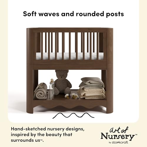 Image of Storkcraft Casablanca 3-in-1 Convertible Bassinet, Hazelnut | GREENGUARD Gold Certified Wood Baby Bassinet, Includes Water-Resistant Mattress, Converts to Toy Box and Bookcase, Newborn