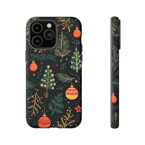 Coque iPhone 14 Pro Max rigide noire protection antichoc motif sapin et Noël élégant