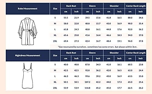 Ekouaer Damen Morgenmantel mit Nachthemd Zweiteiliger Satin Sexy Nachtwäsche Set Seiden Bademantel Kurz Negligees Hochzeit 2er Pack - Image 4