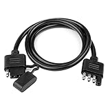 WOFTD Trailer Wire Extension Plug, 4 Pin Trailer Wiring Harness Extender with Dust Cover Plug & Play...