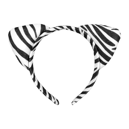 AIDVPOD Zebra Headband Cat Ears Hair Band Cute Animal Hair Accessories for Women Halloween Party Headwear