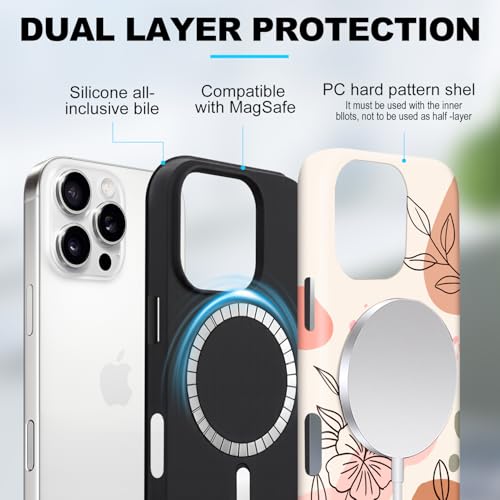 Coque compatible MagSafe pour iPhone 15 motif floral mignon et chic - 3