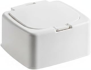 Push-Button Desktop Organizer Box, Stackable PP Plastic Storage Container with Lid for Office Supplies, Vanity Essentials, and Drawer Organization (White)