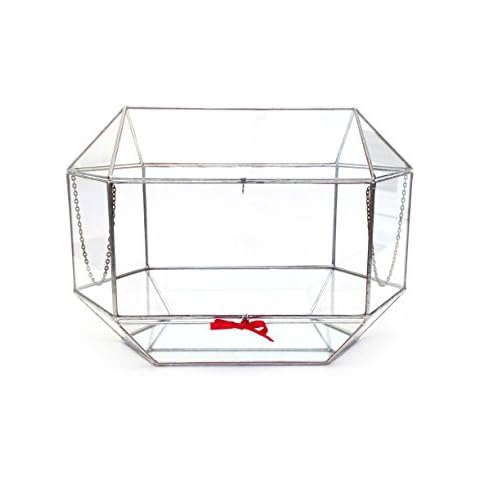 Envelope Wedding Holder Terrarium/Geometric Glass Centrepiece/Modern Planter Decoration/Handmade in England (Mega Size, Silver) Cover