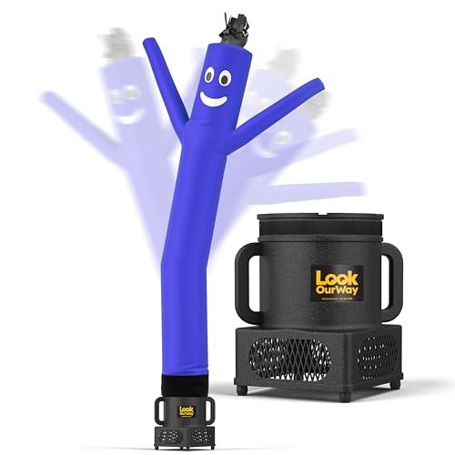 Image of LookOurWay Air Dancers Wacky Waving Inflatable Tube Guy - 7ft Tall Inflatable Advertising Waving Dancing Man with Sky Dancer Blower - Blue
