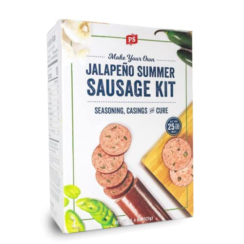 PS Seasoning Jalapeno Summer Sausage Kit - Includes Sausage Seasoning Mix, Cure, and Casings for up to 25 lbs of Meat - Easy to Use, Complete with Instructions - For Pork, Beef, Venison, Wild Game