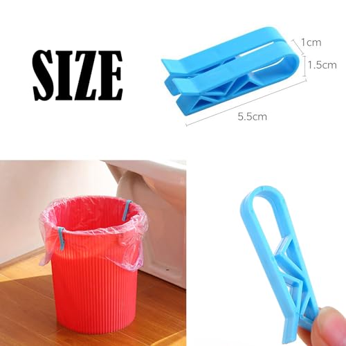 Image of LiXiongBao 10 Pack Garbage Bin Clip,Plastic Kitchen Garbage Bin Clip,Washroom Trash Can Bag Clips, Waste Basket Garbage Bin Clamp,Rubbish Bag Clip,Sturdy Anti-Slip Fixation Clip Holder (Pale Blue)