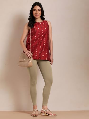 Image of TWIN BIRDS Super Stretchable Cotton Elasthane Fabric Ankle Length Leggings for Women