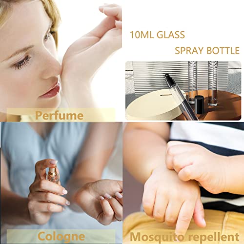 10ml Glass Spray Bottle, Thick Glass Atomizer, Perfume Decanter Kit, Small Travel Perfume Atomizer Bottle Refillable (8PCS, Black)3