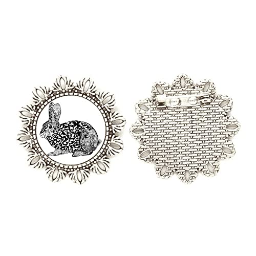 Broche de conejos gordos de plata para lucir en chaquetas y bufandas