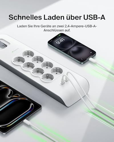 Belkin Steckdosenleiste mit Überspannungsschutz und USB-Anschlüssen