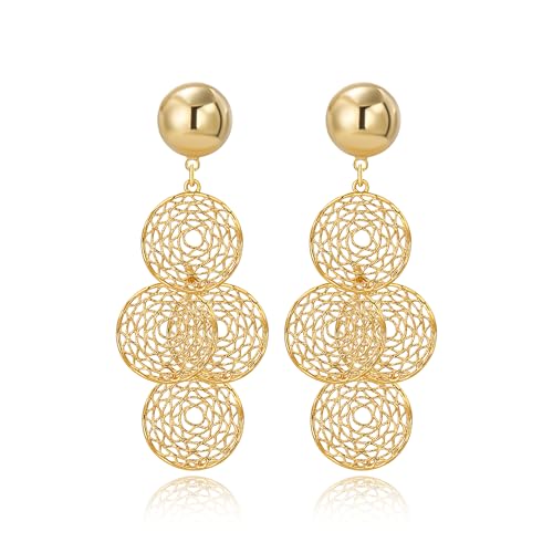 Boucles d'oreilles pendantes bohème au filigrane doré d'exception
