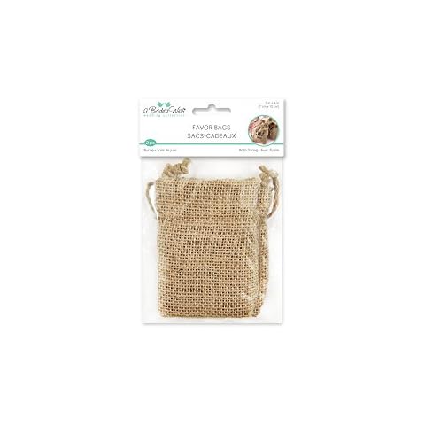 A Brides Wish WB365 Burlap Favor Bags, 3" x 4", 2pc with Ties Cover